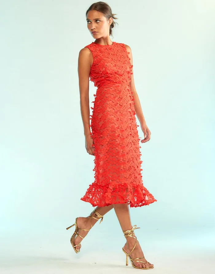3d Embroidered Tulle Dress 8211 Red Women Cynthia Rowley Dresses