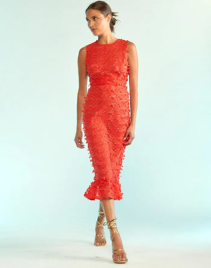 3d Embroidered Tulle Dress 8211 Red Women Cynthia Rowley Dresses