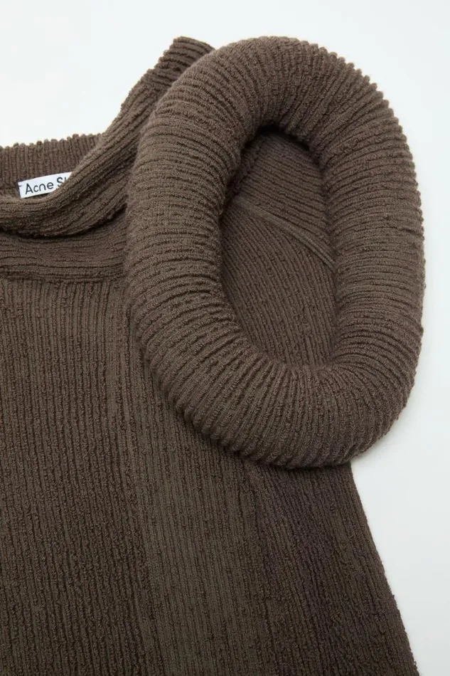 Acne Studios Asymmetric Knit Dress Taupe Grey Woman Dresses