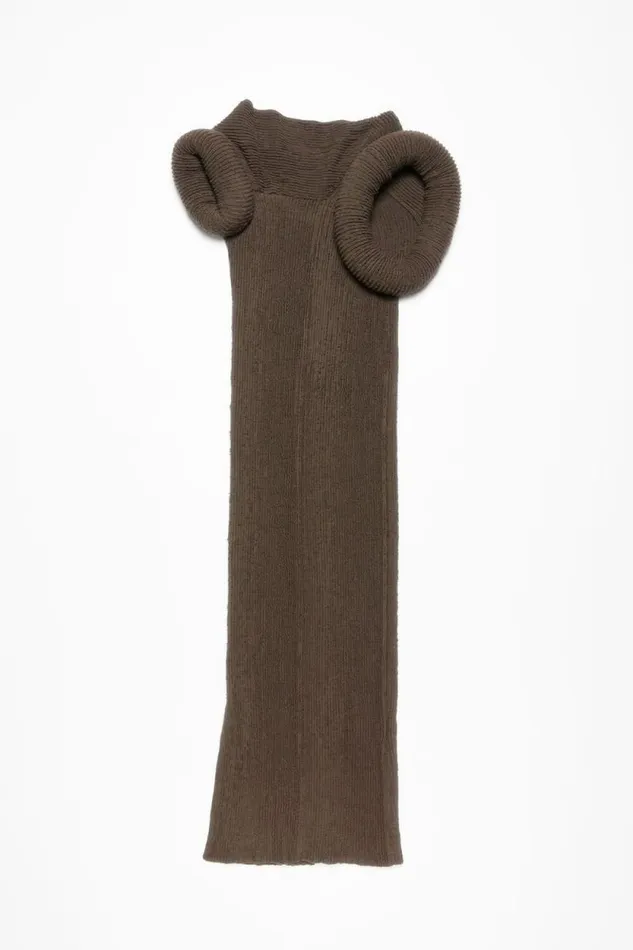 Acne Studios Asymmetric Knit Dress Taupe Grey Woman Dresses