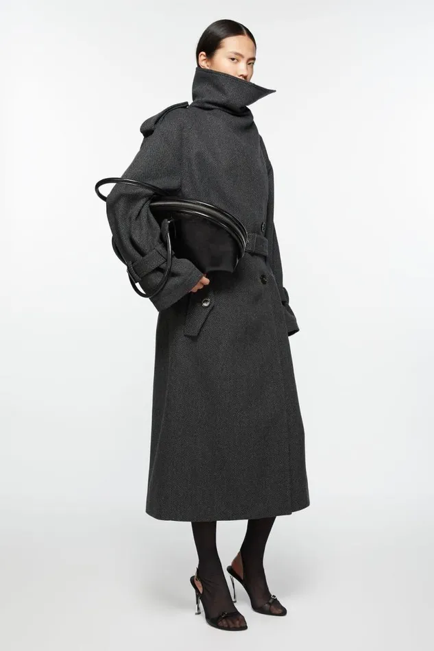 Acne Studios Belted Coat Greyblack Woman Outerwear