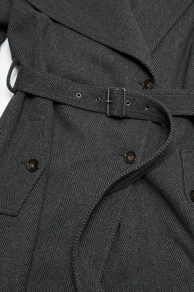 Acne Studios Belted Coat Greyblack Woman Outerwear