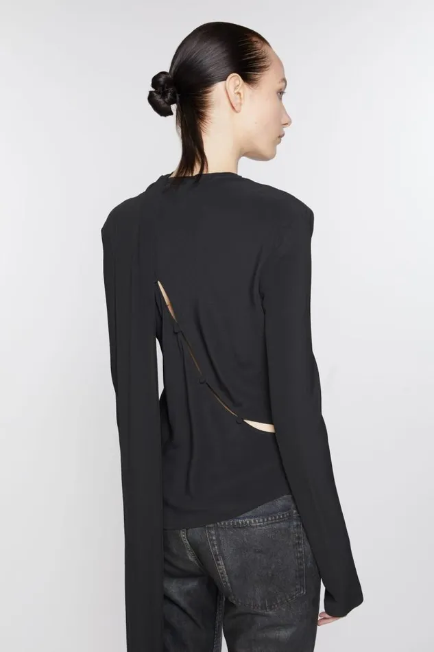 Acne Studios Button Through Blouse Black Woman Shirts and Blouses