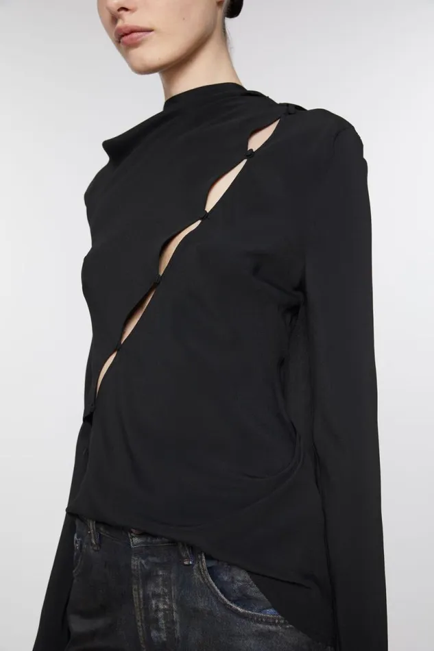 Acne Studios Button Through Blouse Black Woman Shirts and Blouses