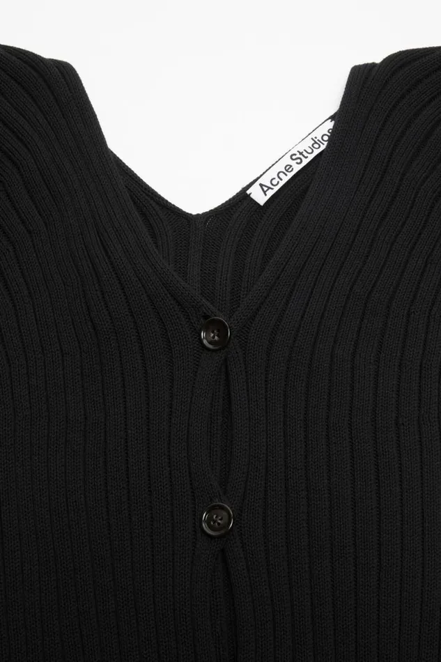 Acne Studios Buttonup Rib Cardigan Black Woman Knitwear