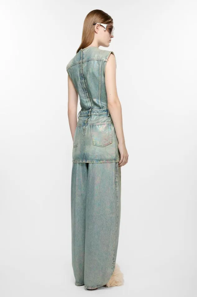 Acne Studios Coated Denim Dress Mid Blue Woman Dresses
