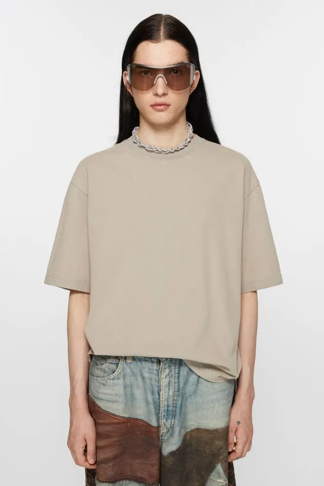 Acne Studios Crew Neck Tshirt 8211 Relaxed Fit Concrete Grey Man Tshirts