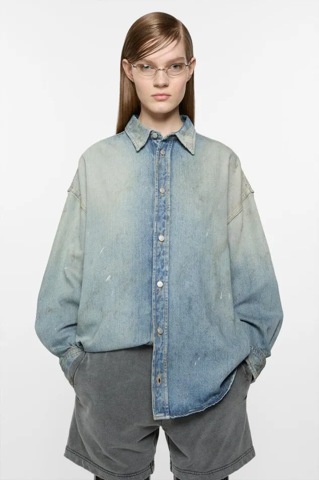 Acne Studios Denim Buttonup Shirt Light Blue Woman Shirts and Blouses
