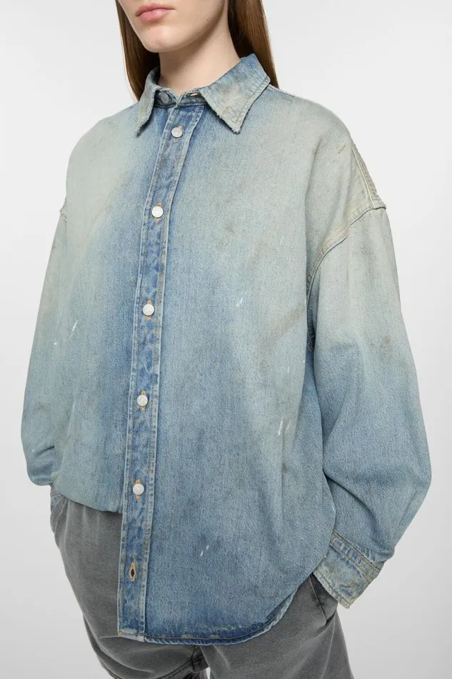 Acne Studios Denim Buttonup Shirt Light Blue Woman Shirts and Blouses