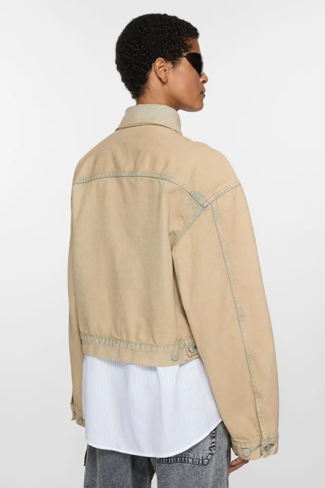 Acne Studios Denim Jacket 8211 Oversized Cropped Fit Light Sand Woman Outerwear