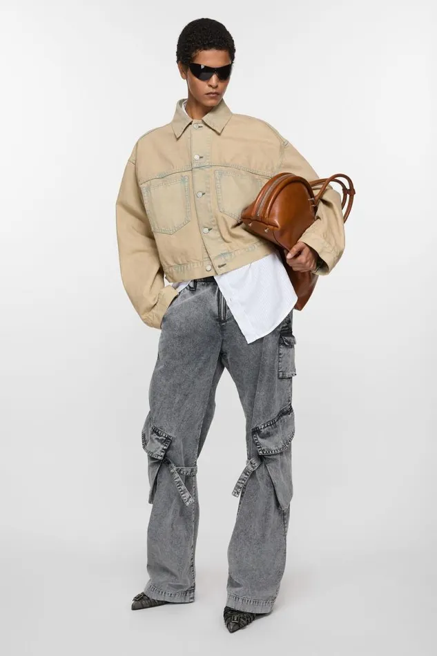 Acne Studios Denim Jacket 8211 Oversized Cropped Fit Light Sand Woman Outerwear