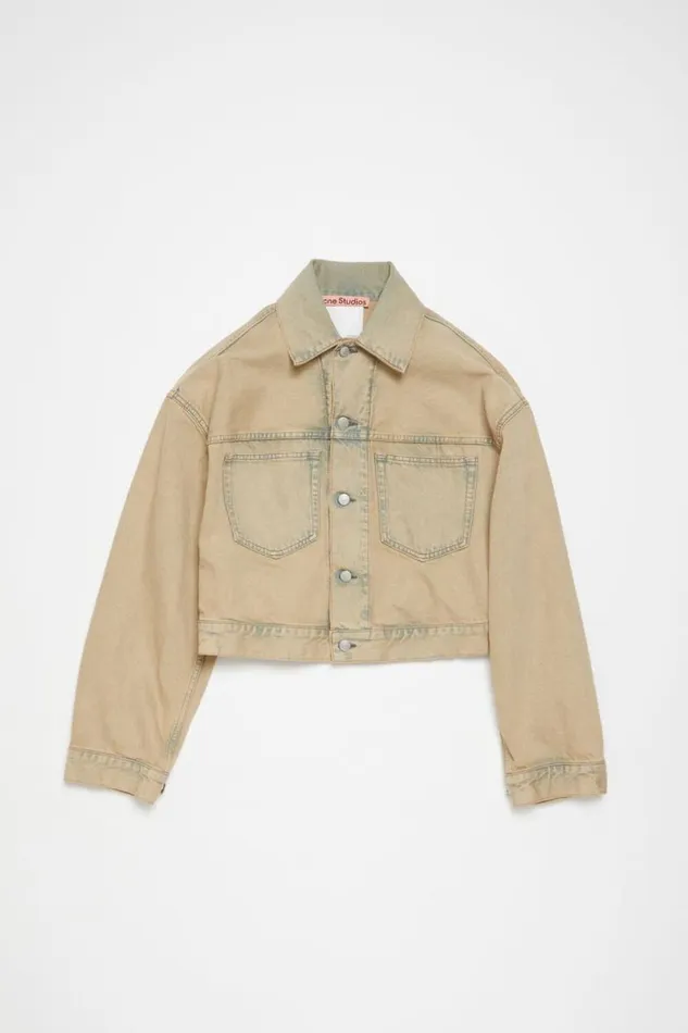 Acne Studios Denim Jacket 8211 Oversized Cropped Fit Light Sand Woman Outerwear