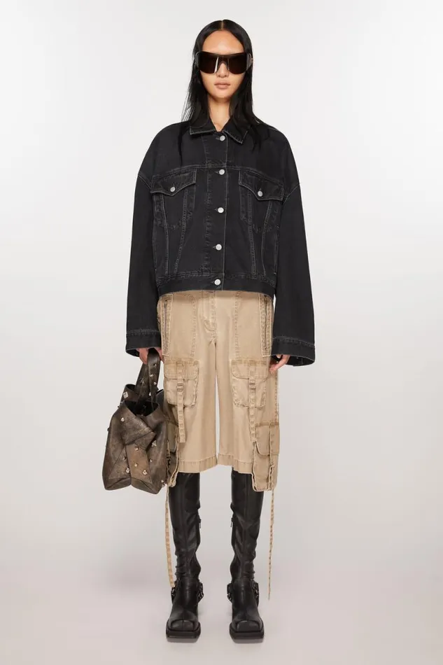 Acne Studios Denim Jacket 8211 Relaxed Cropped Fit Black Woman Outerwear