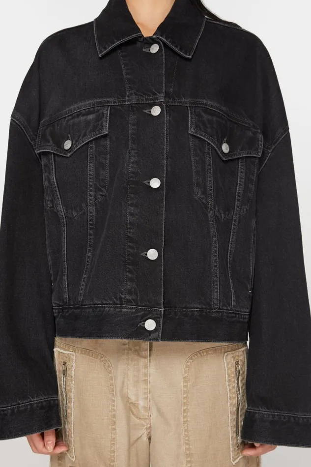 Acne Studios Denim Jacket 8211 Relaxed Cropped Fit Black Woman Outerwear