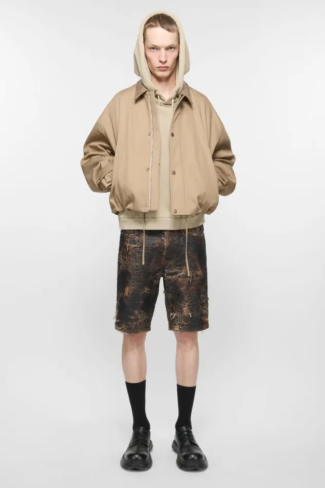 Acne Studios Denim Monogram Shorts 8211 Loose Fit Brown Man Shorts