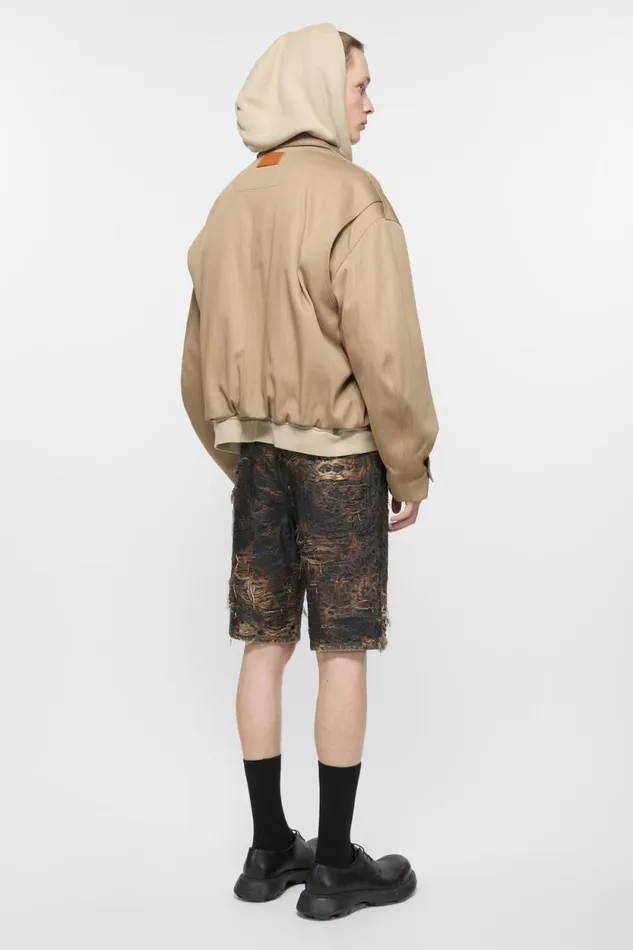 Acne Studios Denim Monogram Shorts 8211 Loose Fit Brown Man Shorts
