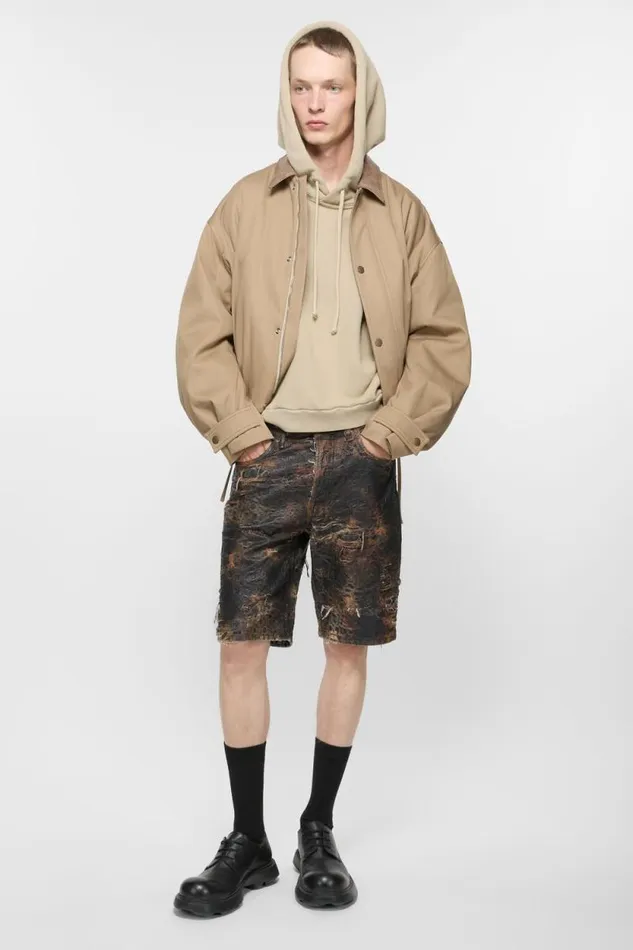 Acne Studios Denim Monogram Shorts 8211 Loose Fit Brown Man Shorts