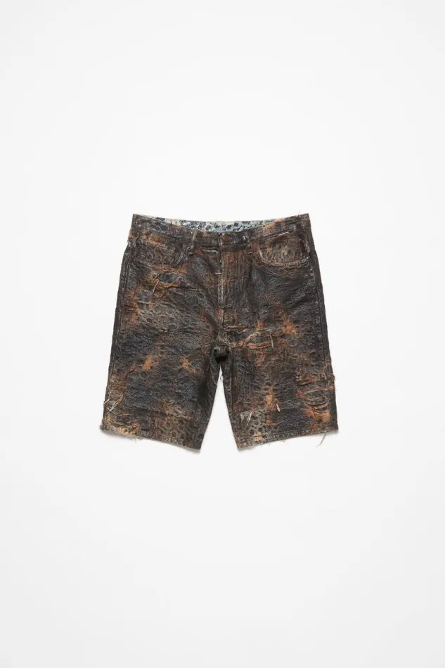 Acne Studios Denim Monogram Shorts 8211 Loose Fit Brown Man Shorts