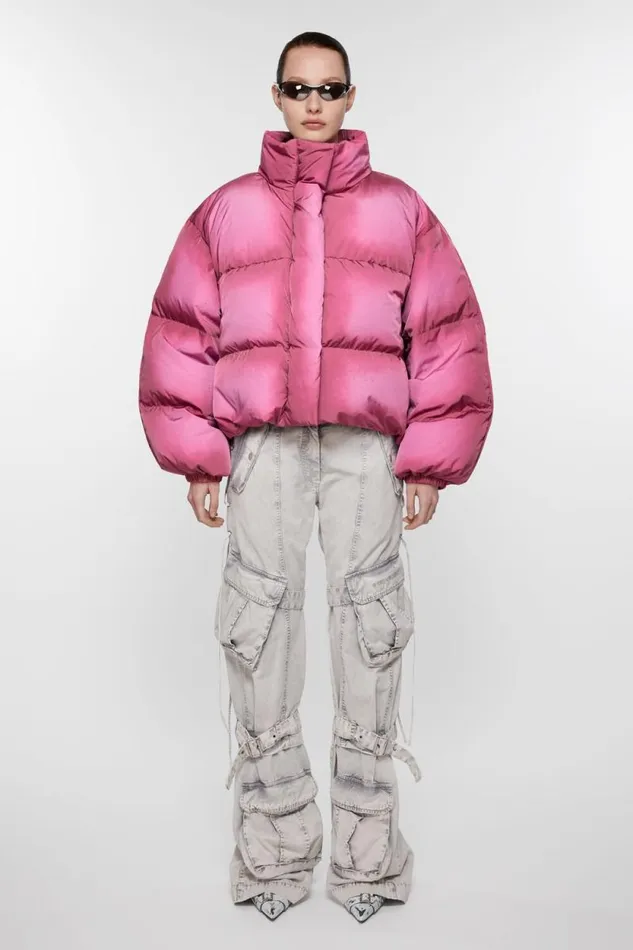 Acne Studios Down Puffer Jacket Tango Pink Woman Outerwear