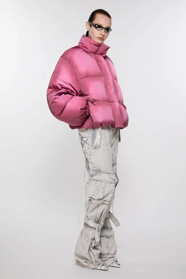Acne Studios Down Puffer Jacket Tango Pink Woman Outerwear