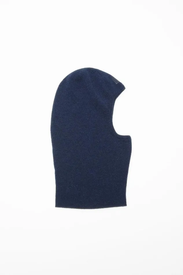 Acne Studios Face Logo Balaclava Beanie Navy Melange Woman Hats