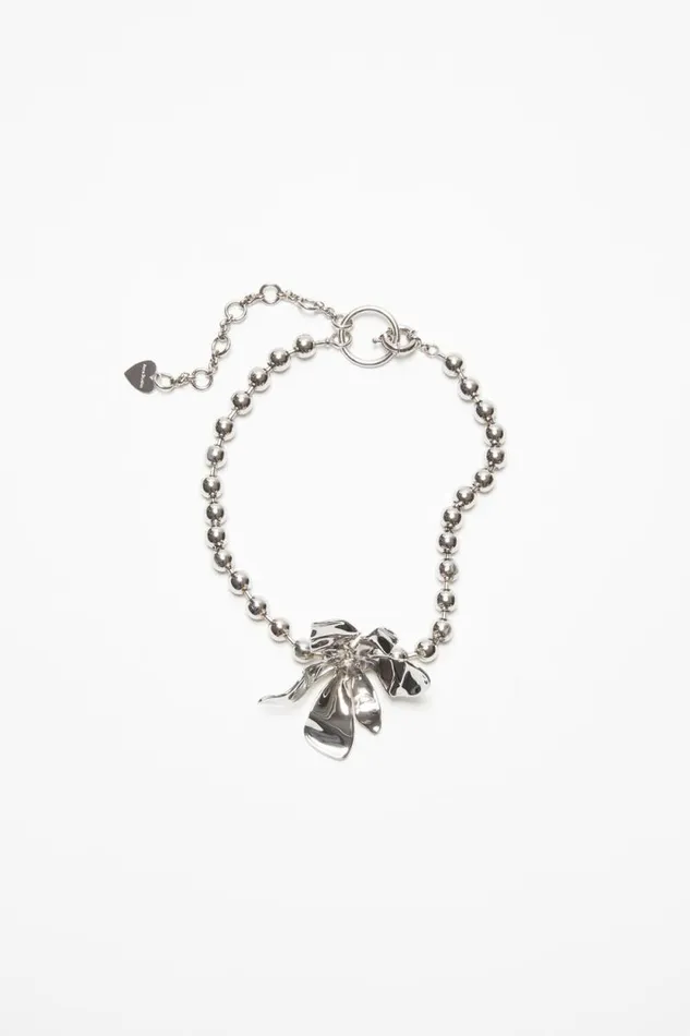 Acne Studios Flower Necklace Silvertransparent Man Jewellery
