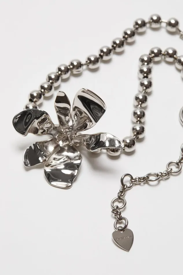 Acne Studios Flower Necklace Silvertransparent Man Jewellery