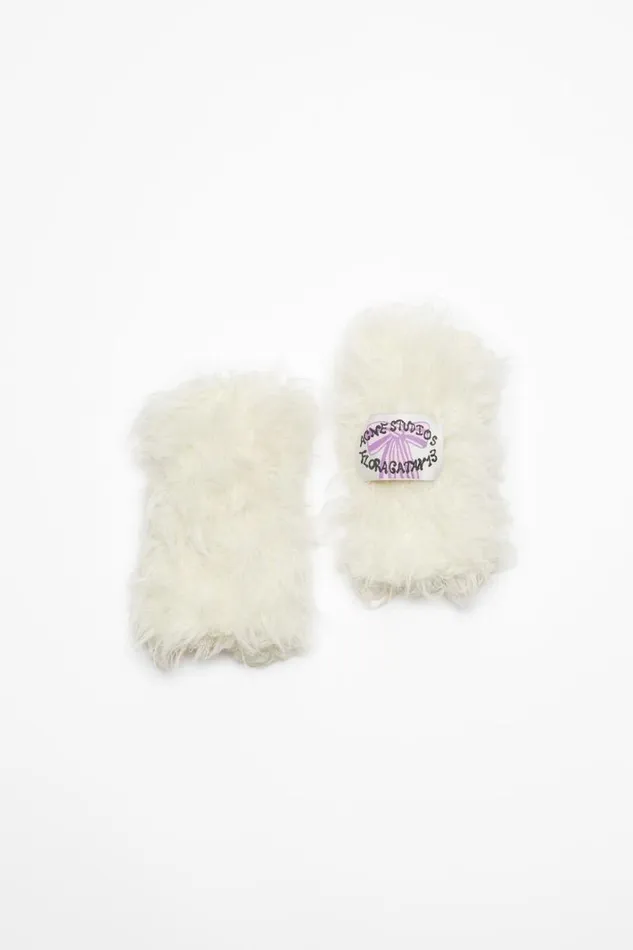 Acne Studios Fluffy Mittens White Woman Other Accessories
