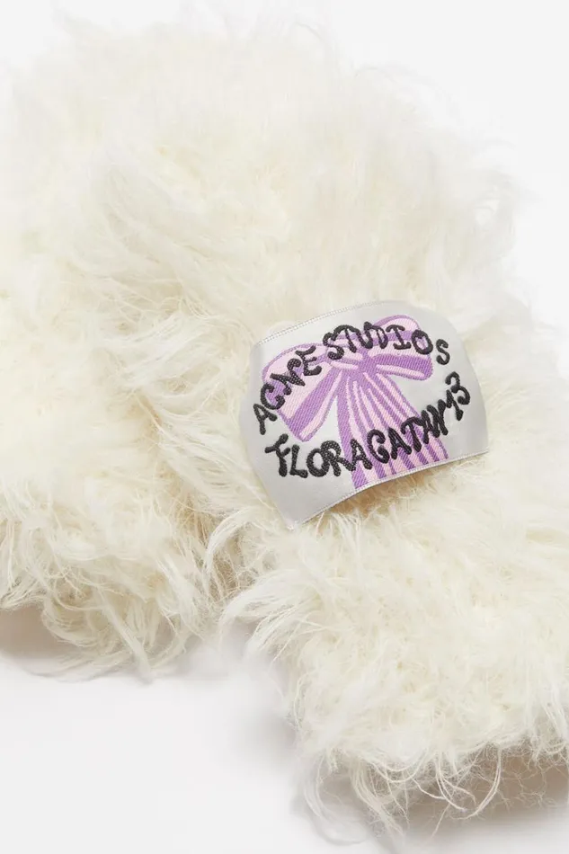 Acne Studios Fluffy Mittens White Woman Other Accessories