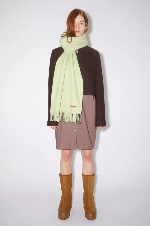 Acne Studios Fringe Wool Scarf 8211 Oversized Pale Green Man Scarves