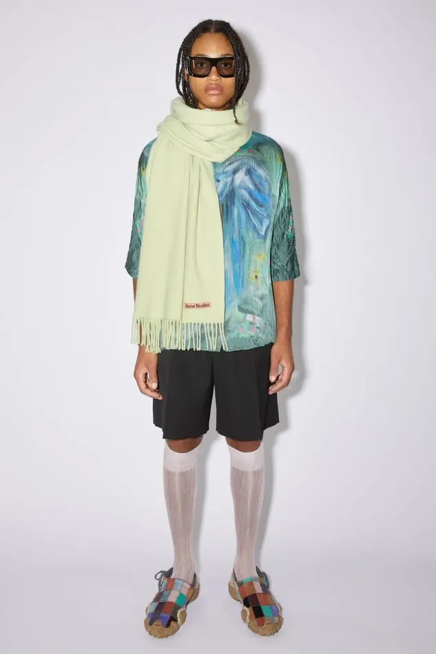 Acne Studios Fringe Wool Scarf 8211 Oversized Pale Green Man Scarves
