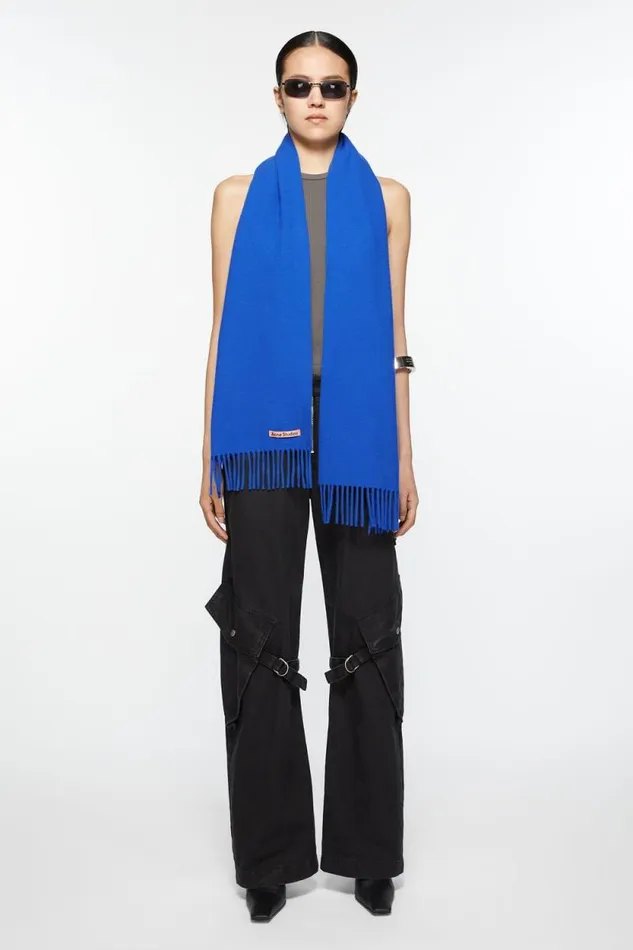 Acne Studios Fringe Wool Scarf 8211 Skinny Royal Blue Man Scarves