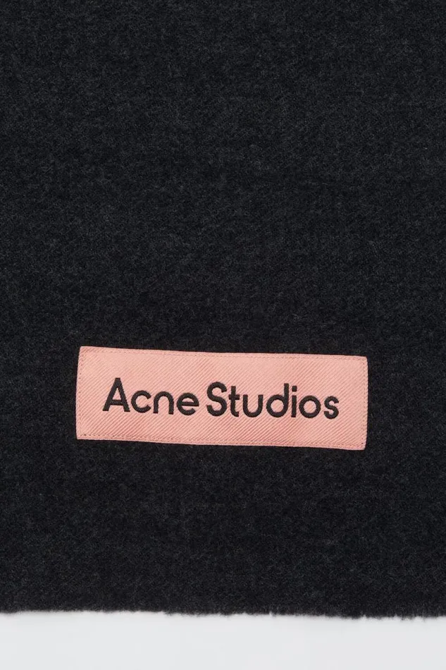 Acne Studios Fringe Wool Scarf Black Melange Woman Scarves