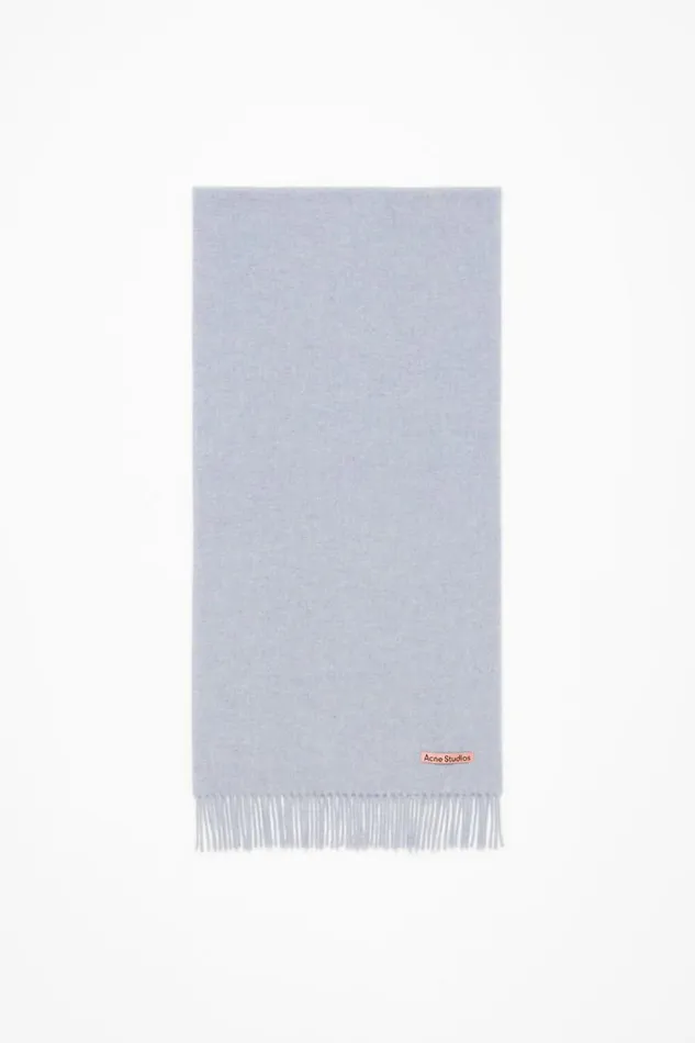 Acne Studios Fringe Wool Scarf Narrow Powder Blue Mlange Woman Scarves