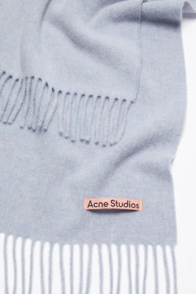 Acne Studios Fringe Wool Scarf Narrow Powder Blue Mlange Woman Scarves