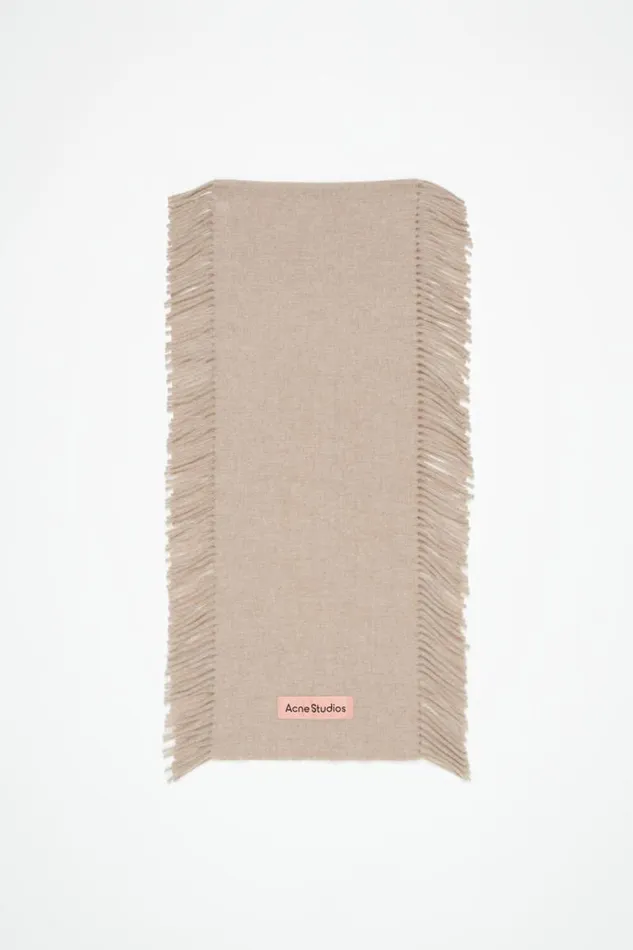 Acne Studios Fringe Wool Scarf Oatmeal Melange Woman Scarves