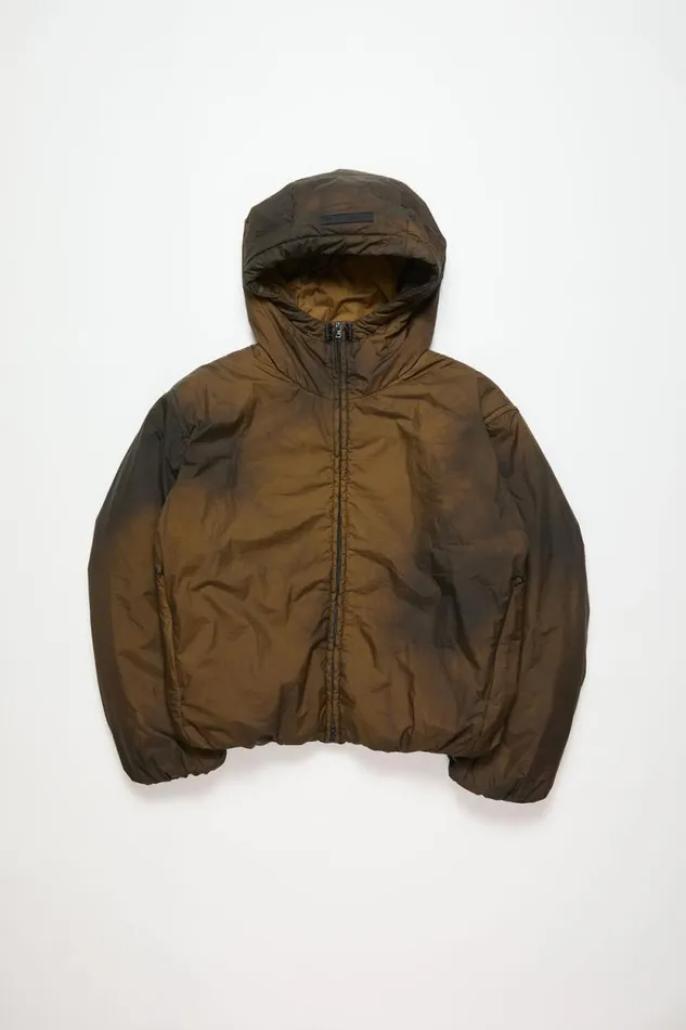 Acne Studios Hooded Puffer Jacket Beigeblack Woman Outerwear