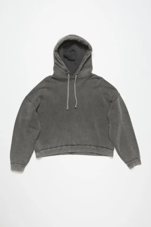 Acne Studios Hooded Sweater Logo Patch Faded Black Man Sweatshirts