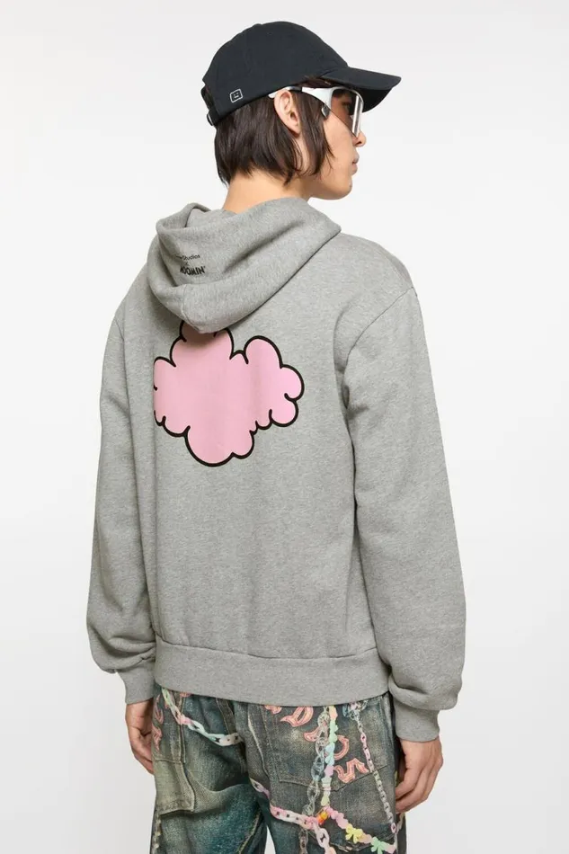 Acne Studios Hooded Zipper Sweater Acne Studios X Moomin Light Grey Melange Man Sweatshirts