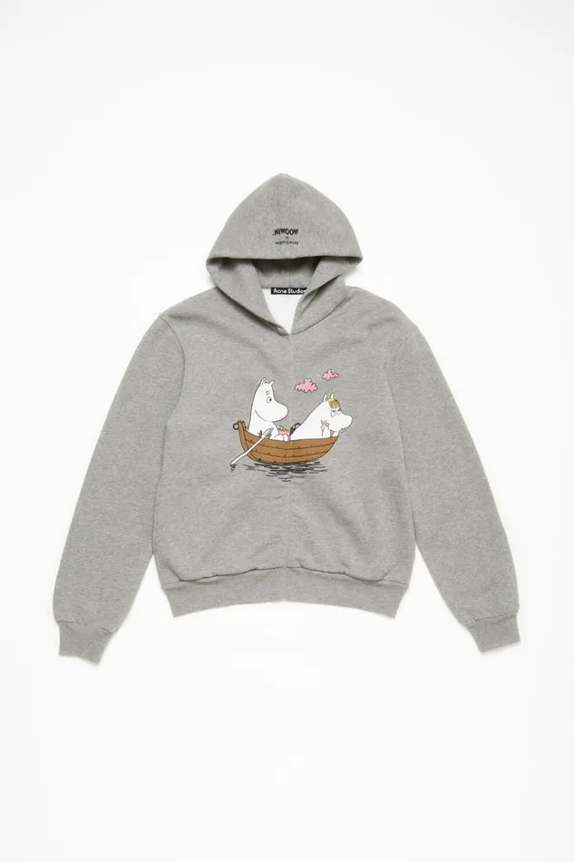 Acne Studios Hooded Zipper Sweater Acne Studios X Moomin Light Grey Melange Man Sweatshirts
