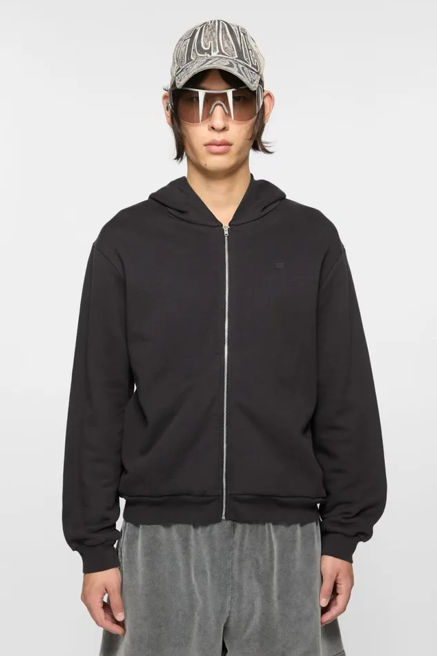 Acne Studios Hooded Zipper Sweater Black Man Sweatshirts