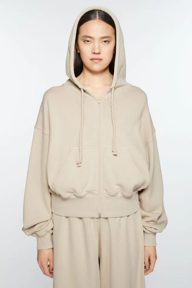 Acne Studios Hooded Zipper Sweater Faded Grey Woman Sweatshirts