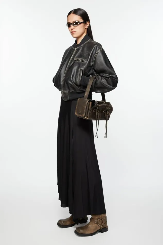 Acne Studios Leather Bomber Jacket Black Woman Outerwear