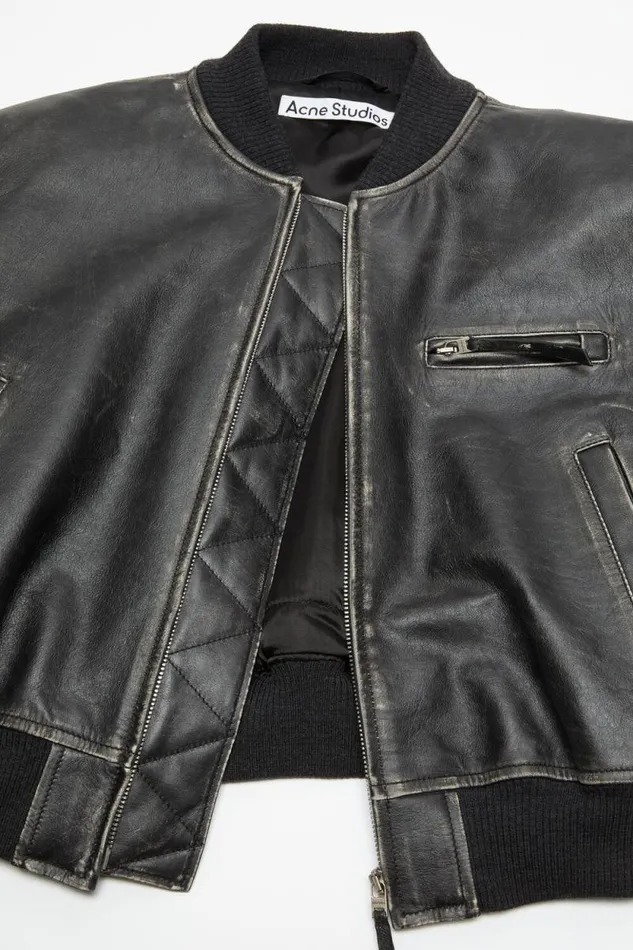 Acne Studios Leather Bomber Jacket Black Woman Outerwear