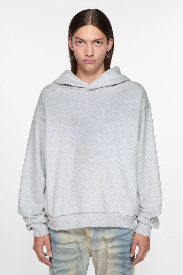Acne Studios Logo Hooded Sweater Pale Grey Melange Man Sweatshirts
