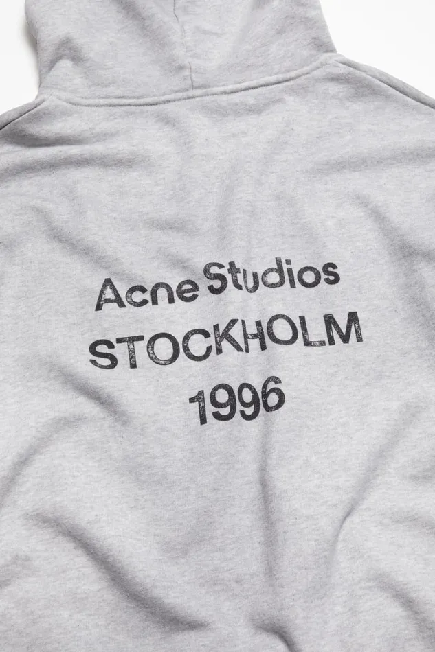 Acne Studios Logo Hooded Sweater Pale Grey Melange Man Sweatshirts