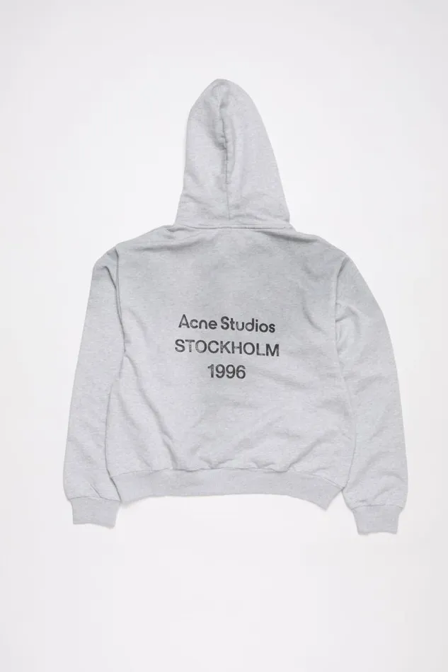 Acne Studios Logo Hooded Sweater Pale Grey Melange Man Sweatshirts