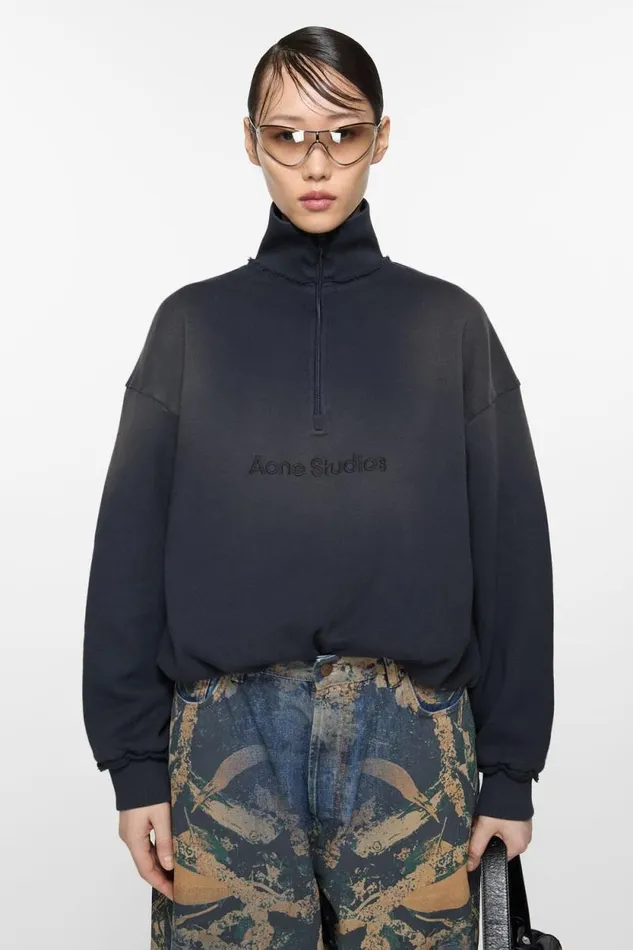 Acne Studios Logo Sweater Navy Blue Woman Sweatshirts