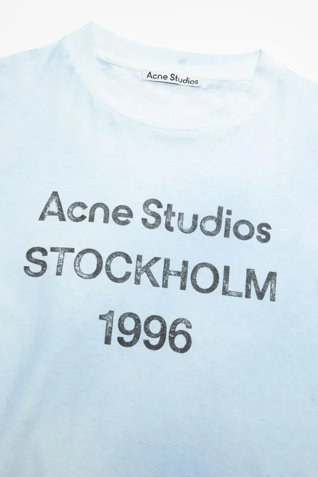 Acne Studios Logo Tshirt 8211 Relaxed Fit Dusty Blue Woman Tshirts