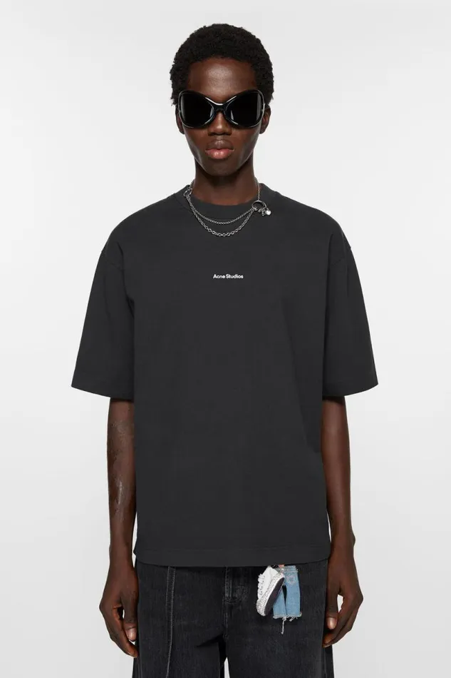 Acne Studios Logo Tshirt Black Man Tshirts